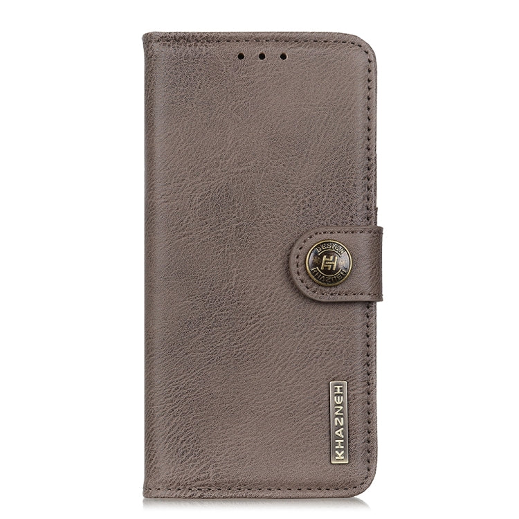 For iPhone 16e KHAZNEH Cowhide Texture Horizontal Flip Leather Phone Case(Khaki) - iPhone 16e Cases by PMC TechLife | Online Shopping South Africa | PMC TechLife | Buy Now Pay Later Mobicred
