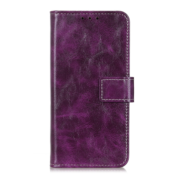 For iPhone 16 Retro Crazy Horse Texture Horizontal Flip Leather Phone Case(Purple) - iPhone 16 Cases by PMC Jewellery | Online Shopping South Africa | PMC Jewellery | Buy Now Pay Later Mobicred