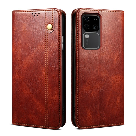 For vivo S18 Pro Oil Wax Crazy Horse Texture Leather Phone Case(Brown) - S18 Pro Cases by PMC Jewellery | Online Shopping South Africa | PMC Jewellery | Buy Now Pay Later Mobicred