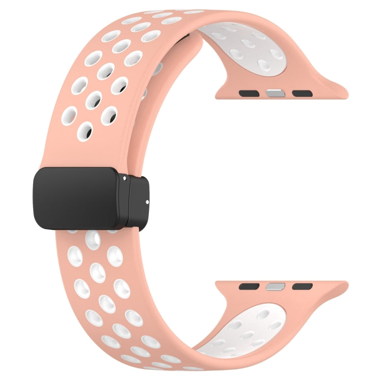 For Apple Watch Ultra 2 49mm Magnetic Buckle Silicone Watch Band(Pink White) - Watch Bands by PMC Jewellery | Online Shopping South Africa | PMC Jewellery