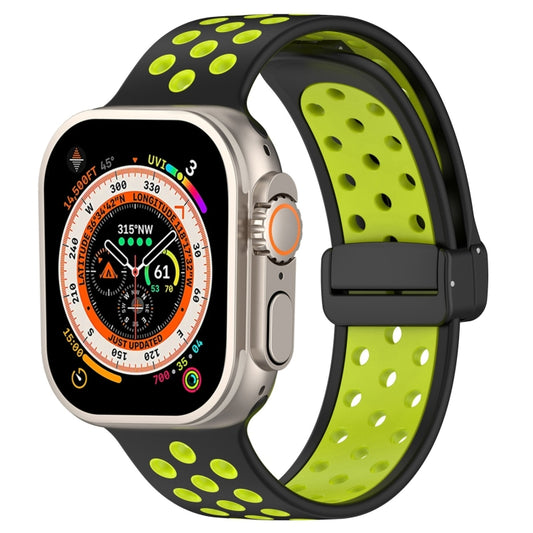 For Apple Watch Ultra 2 49mm Magnetic Buckle Silicone Watch Band(Black Limes) - Watch Bands by PMC Jewellery | Online Shopping South Africa | PMC Jewellery