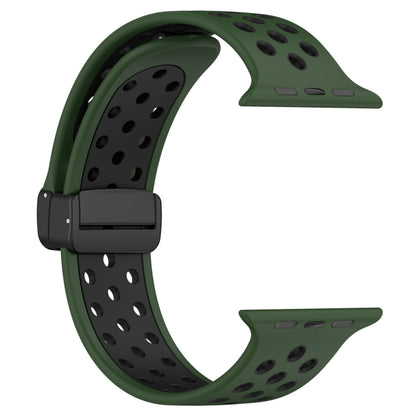 For Apple Watch Ultra 2 49mm Magnetic Buckle Silicone Watch Band(Army Green Black) - Watch Bands by PMC Jewellery | Online Shopping South Africa | PMC Jewellery