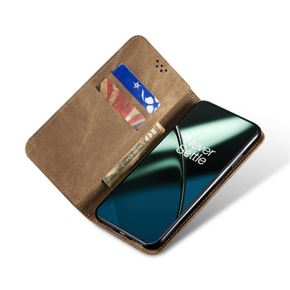 For Honor 90 Pro Denim Texture Flip Leather Phone Case(Khaki) - Honor Cases by PMC Jewellery | Online Shopping South Africa | PMC Jewellery | Buy Now Pay Later Mobicred