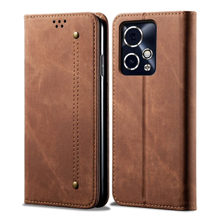 For Honor 90 GT Denim Texture Flip Leather Phone Case(Brown) - Honor Cases by PMC TechLife | Online Shopping South Africa | PMC TechLife | Buy Now Pay Later Mobicred