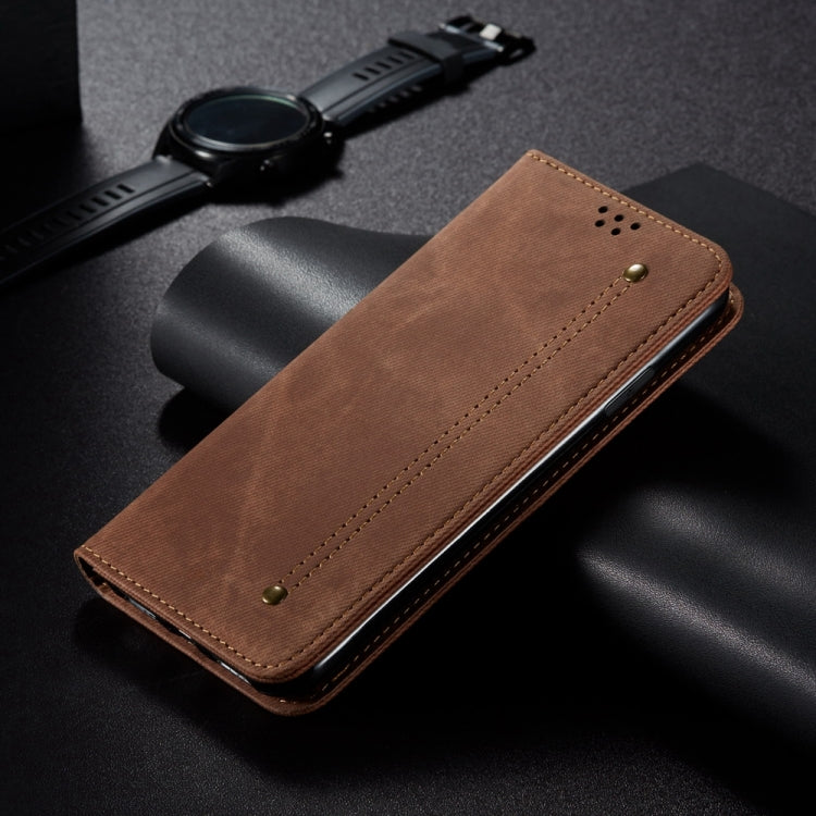 For Honor 90 GT Denim Texture Flip Leather Phone Case(Brown) - Honor Cases by PMC TechLife | Online Shopping South Africa | PMC TechLife | Buy Now Pay Later Mobicred