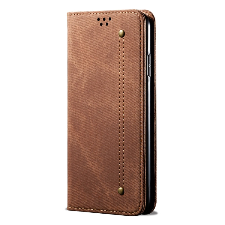 For Honor 90 GT Denim Texture Flip Leather Phone Case(Brown) - Honor Cases by PMC TechLife | Online Shopping South Africa | PMC TechLife | Buy Now Pay Later Mobicred
