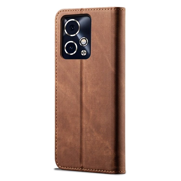 For Honor 90 GT Denim Texture Flip Leather Phone Case(Brown) - Honor Cases by PMC TechLife | Online Shopping South Africa | PMC TechLife | Buy Now Pay Later Mobicred