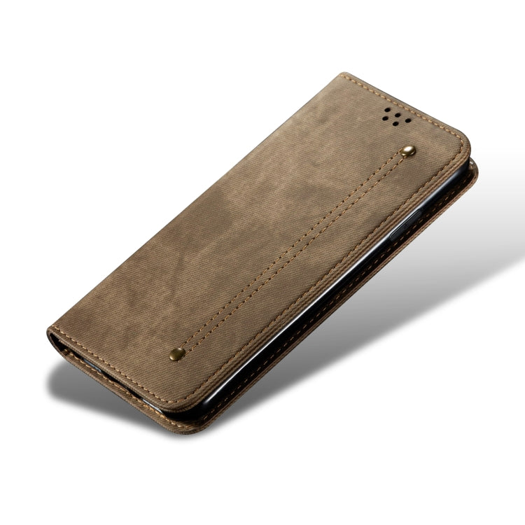 For Honor Magic6 Denim Texture Flip Leather Phone Case(Khaki) - Honor Cases by PMC Jewellery | Online Shopping South Africa | PMC Jewellery | Buy Now Pay Later Mobicred