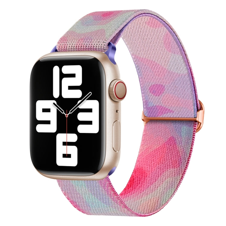 For Apple Watch SE 44mm Painted Pattern Nylon Replacement Watch Band(Ladder Purple Blue) - Watch Bands by PMc TechLife | Online Shopping South Africa | PMc TechLife | Buy Now Pay Later Mobicred