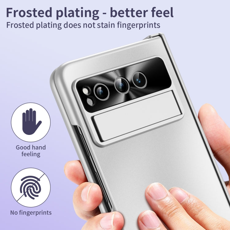 For Google Pixel Fold Integrated Electroplating Folding All-inclusive Phone Case with Pen Slot & Hinge(Silver) - Google Cases by PMC TechLife | Online Shopping South Africa | PMC TechLife | Buy Now Pay Later Mobicred