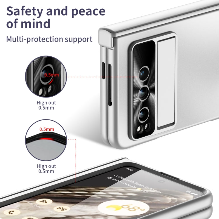 For Google Pixel Fold Integrated Electroplating Folding All-inclusive Phone Case with Pen Slot & Hinge(Silver) - Google Cases by PMC TechLife | Online Shopping South Africa | PMC TechLife | Buy Now Pay Later Mobicred