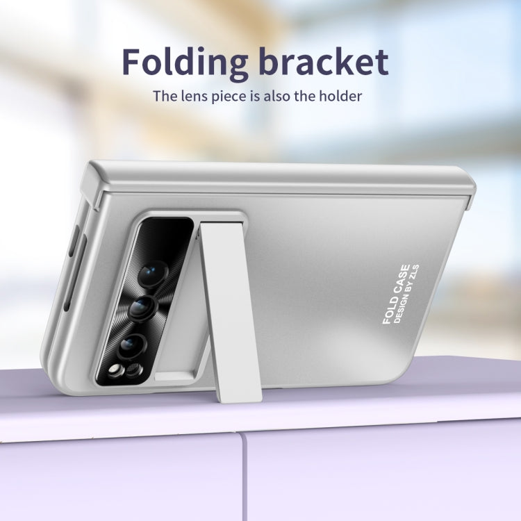 For Google Pixel Fold Integrated Electroplating Folding All-inclusive Phone Case with Pen Slot & Hinge(Silver) - Google Cases by PMC TechLife | Online Shopping South Africa | PMC TechLife | Buy Now Pay Later Mobicred