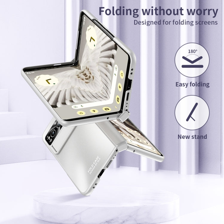 For Google Pixel Fold Integrated Electroplating Folding All-inclusive Phone Case with Pen Slot & Hinge(Silver) - Google Cases by PMC TechLife | Online Shopping South Africa | PMC TechLife | Buy Now Pay Later Mobicred