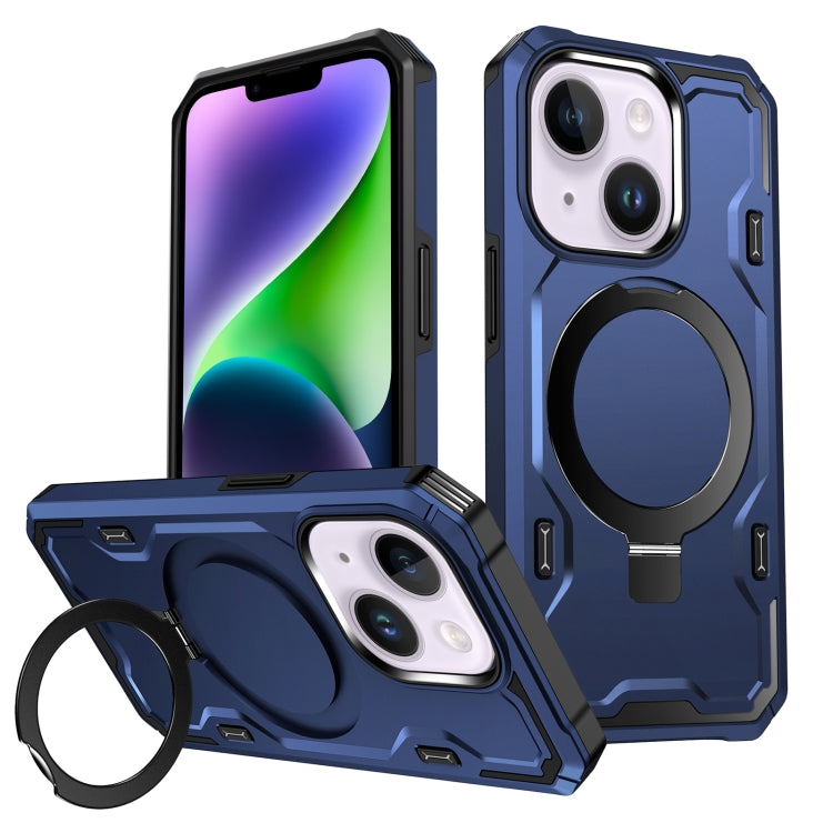 For iPhone 14 Plus Patronus MagSafe Magnetic Holder Phone Case(Navy Blue) - iPhone 14 Plus Cases by PMC Jewellery | Online Shopping South Africa | PMC Jewellery