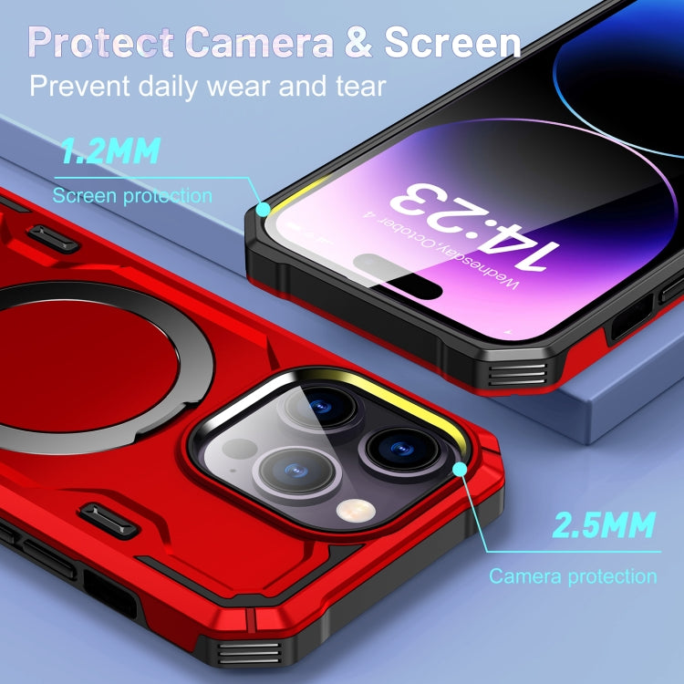 For iPhone 12 / 12 Pro Patronus MagSafe Magnetic Holder Phone Case(Red) - iPhone 12 / 12 Pro Cases by PMC TechLife | Online Shopping South Africa | PMC TechLife