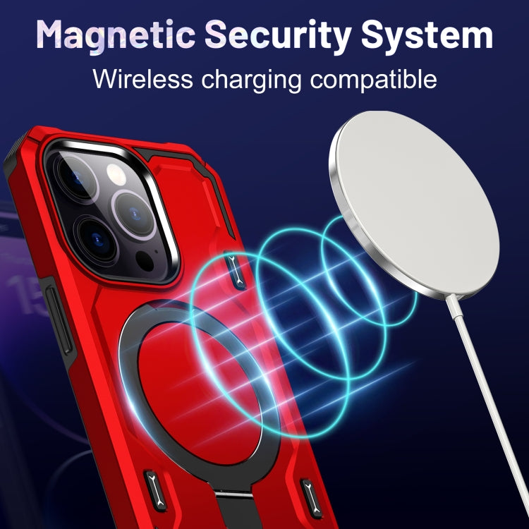 For iPhone 12 / 12 Pro Patronus MagSafe Magnetic Holder Phone Case(Red) - iPhone 12 / 12 Pro Cases by PMC TechLife | Online Shopping South Africa | PMC TechLife