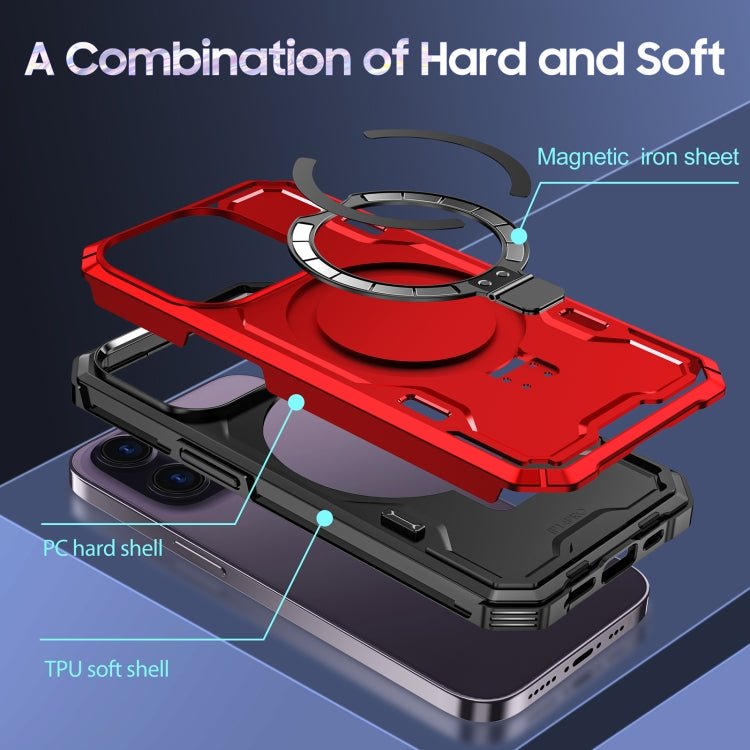For iPhone 12 / 12 Pro Patronus MagSafe Magnetic Holder Phone Case(Red) - iPhone 12 / 12 Pro Cases by PMC TechLife | Online Shopping South Africa | PMC TechLife