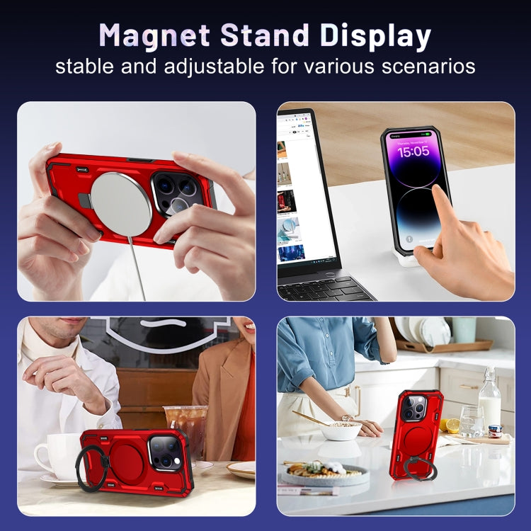 For iPhone 12 / 12 Pro Patronus MagSafe Magnetic Holder Phone Case(Red) - iPhone 12 / 12 Pro Cases by PMC TechLife | Online Shopping South Africa | PMC TechLife
