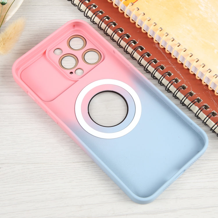 For iPhone 15 Pro Gradient Silicone Shockproof Magsafe Phone Case with Lens Film(Pink Blue) - iPhone 15 Pro Cases by PMC Jewellery | Online Shopping South Africa | PMC Jewellery