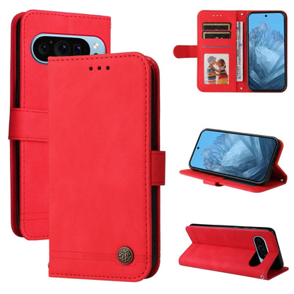 For Google Pixel 9 Skin Feel Life Tree Metal Button Leather Phone Case(Red) - Google Cases by PMC Jewellery | Online Shopping South Africa | PMC Jewellery | Buy Now Pay Later Mobicred