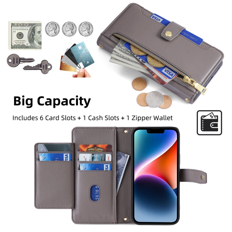For Infinix Note 40 Pro 4G Sheep Texture Cross-body Zipper Wallet Leather Phone Case(Grey) - Infinix Cases by PMC TechLife | Online Shopping South Africa | PMC TechLife | Buy Now Pay Later Mobicred