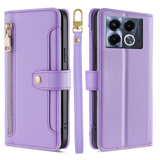 For Infinix Note 40 5G Sheep Texture Cross-body Zipper Wallet Leather Phone Case(Purple) - Infinix Cases by PMC Jewellery | Online Shopping South Africa | PMC Jewellery | Buy Now Pay Later Mobicred