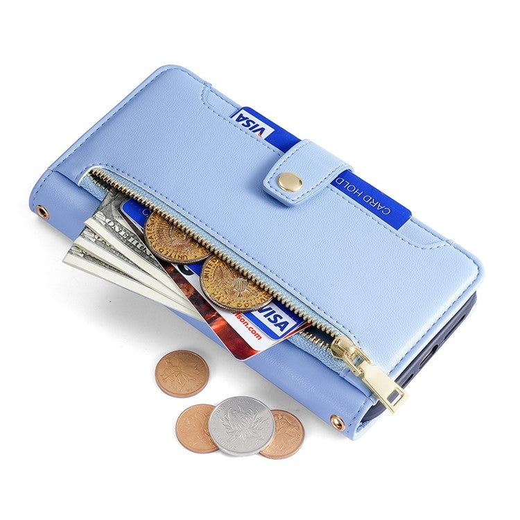 For Sharp Aquos Wish4 Sheep Texture Cross-body Zipper Wallet Leather Phone Case(Blue) - free shipping - PMC TechLife - Order now!
