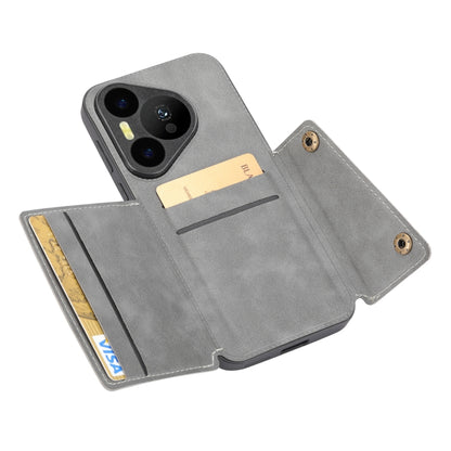 For Huawei Pura 70 Pro Double Buckle Card Slots Magnetic Phone Case(Grey) - Huawei Cases by PMC Jewellery | Online Shopping South Africa | PMC Jewellery | Buy Now Pay Later Mobicred