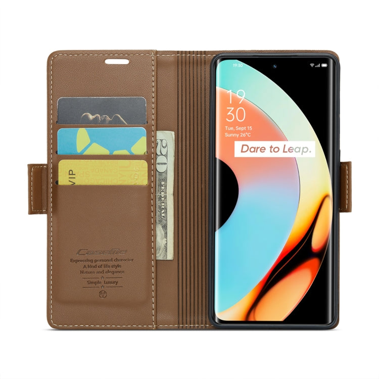 For Realme 10 Pro+ CaseMe 023 Butterfly Buckle Litchi Texture RFID Anti-theft Leather Phone Case(Brown) - Realme Cases by CaseMe | Online Shopping South Africa | PMC Jewellery | Buy Now Pay Later Mobicred