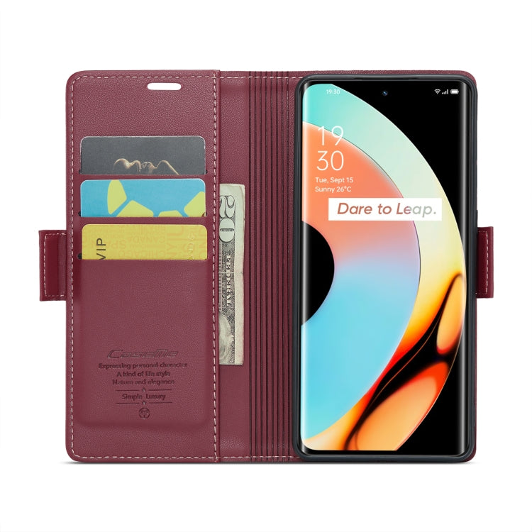 For Realme 10 Pro+ CaseMe 023 Butterfly Buckle Litchi Texture RFID Anti-theft Leather Phone Case(Wine Red) - Realme Cases by CaseMe | Online Shopping South Africa | PMC Jewellery | Buy Now Pay Later Mobicred