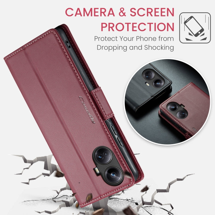 For Realme 10 Pro+ CaseMe 023 Butterfly Buckle Litchi Texture RFID Anti-theft Leather Phone Case(Wine Red) - Realme Cases by CaseMe | Online Shopping South Africa | PMC Jewellery | Buy Now Pay Later Mobicred