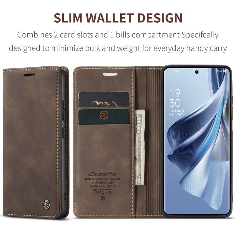 For OPPO Reno10 5G Global／Reno10 Pro Global CaseMe 013 Multifunctional Horizontal Flip Leather Phone Case(Coffee) - OPPO Cases by CaseMe | Online Shopping South Africa | PMC Jewellery | Buy Now Pay Later Mobicred