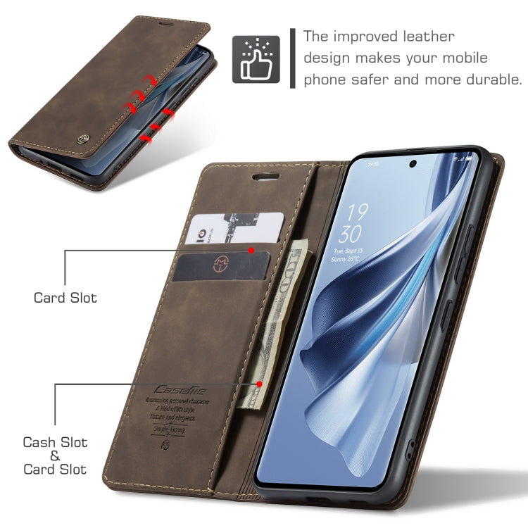 For OPPO Reno10 5G Global／Reno10 Pro Global CaseMe 013 Multifunctional Horizontal Flip Leather Phone Case(Coffee) - OPPO Cases by CaseMe | Online Shopping South Africa | PMC Jewellery | Buy Now Pay Later Mobicred