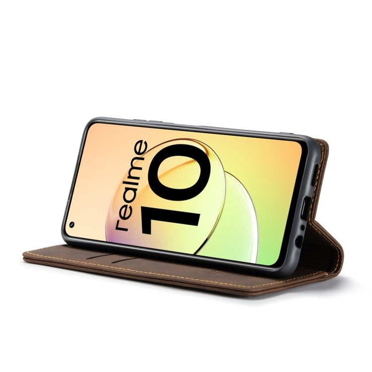 For Realme 10 4G CaseMe 013 Multifunctional Horizontal Flip Leather Phone Case(Coffee) - Realme Cases by CaseMe | Online Shopping South Africa | PMC Jewellery | Buy Now Pay Later Mobicred