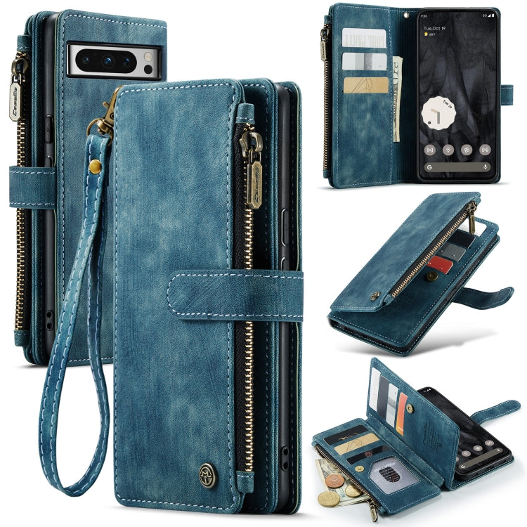 For Google Pixel 8 Pro CaseMe C30 Multifunctional Leather Phone Case(Blue) - Google Cases by CaseMe | Online Shopping South Africa | PMC Jewellery | Buy Now Pay Later Mobicred