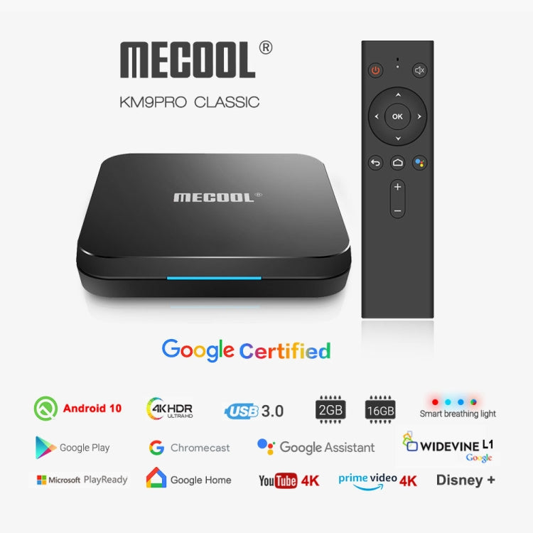 MECOOL KM9 Pro 4K Ultra HD Smart Android 10.0 Amlogic S905X2 TV Box with Remote Controller, 2GB+16GB, Support WiFi /HDMI/TF Card/USBx2, - Amlogic S905 by MECOOL | Online Shopping South Africa | PMC Jewellery | Buy Now Pay Later Mobicred