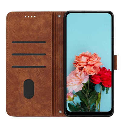 For Xiaomi Redmi K70 / K70 Pro Skin Feel Stripe Pattern Leather Phone Case with Long Lanyard(Brown) - K70 Pro Cases by PMC Jewellery | Online Shopping South Africa | PMC Jewellery | Buy Now Pay Later Mobicred