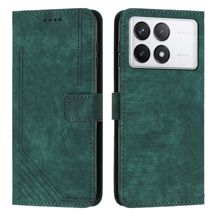 For Xiaomi Redmi K70 / K70 Pro Skin Feel Stripe Pattern Leather Phone Case with Long Lanyard(Green) - K70 Pro Cases by PMC Jewellery | Online Shopping South Africa | PMC Jewellery | Buy Now Pay Later Mobicred