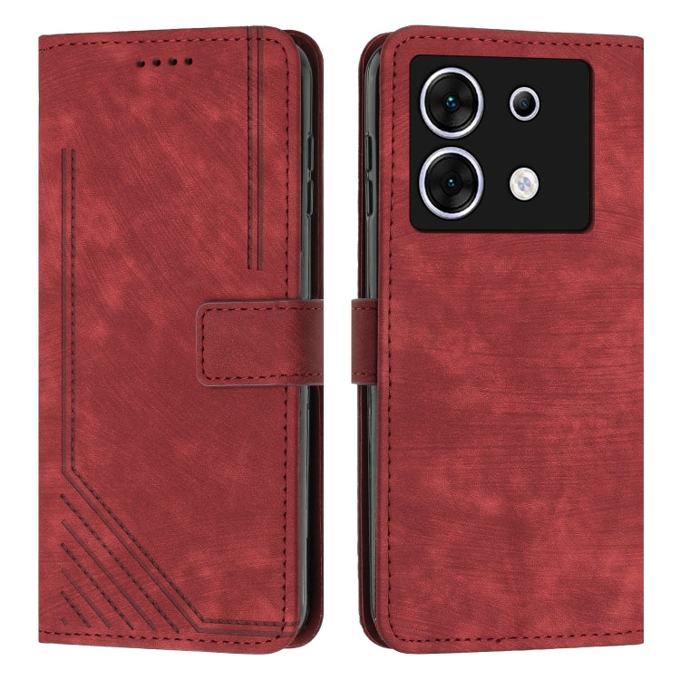 For Infinix Zero 30 5G Skin Feel Stripe Pattern Leather Phone Case with Lanyard(Red) - Infinix Cases by PMC Jewellery | Online Shopping South Africa | PMC Jewellery | Buy Now Pay Later Mobicred