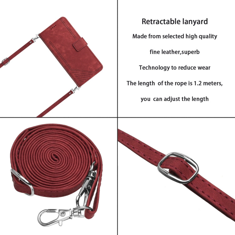 For Infinix Zero 30 5G Skin Feel Stripe Pattern Leather Phone Case with Lanyard(Red) - Infinix Cases by PMC TechLife | Online Shopping South Africa | PMC TechLife | Buy Now Pay Later Mobicred