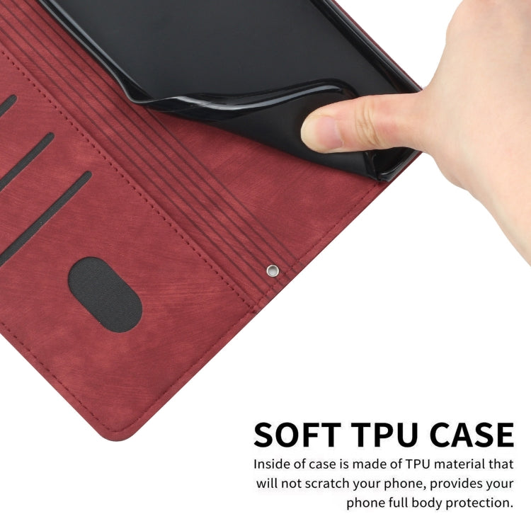 For Infinix Smart 8 Skin Feel Stripe Pattern Leather Phone Case with Lanyard(Red) - Infinix Cases by PMC TechLife | Online Shopping South Africa | PMC TechLife | Buy Now Pay Later Mobicred