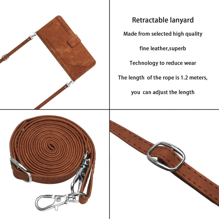 For Infinix Note 40 4G Skin Feel Stripe Pattern Leather Phone Case with Lanyard(Brown) - Infinix Cases by PMC TechLife | Online Shopping South Africa | PMC TechLife | Buy Now Pay Later Mobicred