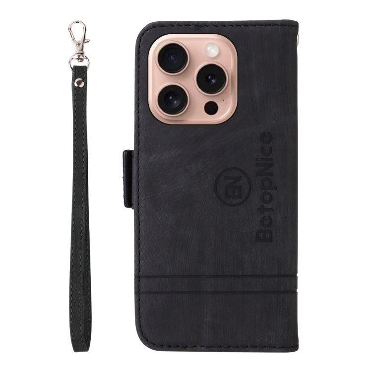 For iPhone 16 Pro BETOPNICE Dual-side Buckle Leather Phone Case(Black) - iPhone 16 Pro Cases by BETOPNICE | Online Shopping South Africa | PMC Jewellery | Buy Now Pay Later Mobicred