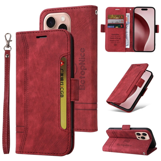 For iPhone 16 Pro BETOPNICE Dual-side Buckle Leather Phone Case(Red) - iPhone 16 Pro Cases by BETOPNICE | Online Shopping South Africa | PMC Jewellery | Buy Now Pay Later Mobicred