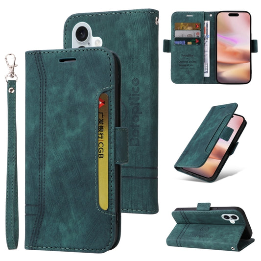 For iPhone 16 Plus BETOPNICE Dual-side Buckle Leather Phone Case(Green) - iPhone 16 Plus Cases by BETOPNICE | Online Shopping South Africa | PMC Jewellery | Buy Now Pay Later Mobicred