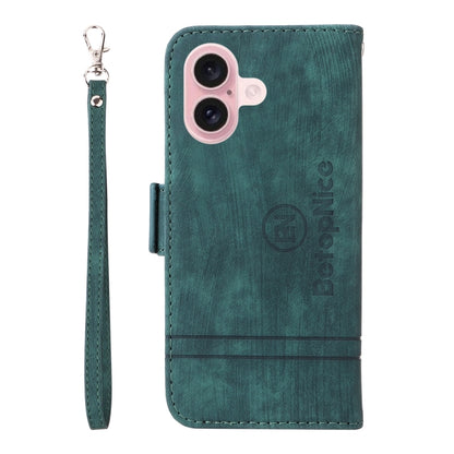 For iPhone 16 BETOPNICE Dual-side Buckle Leather Phone Case(Green) - iPhone 16 Cases by BETOPNICE | Online Shopping South Africa | PMC Jewellery | Buy Now Pay Later Mobicred