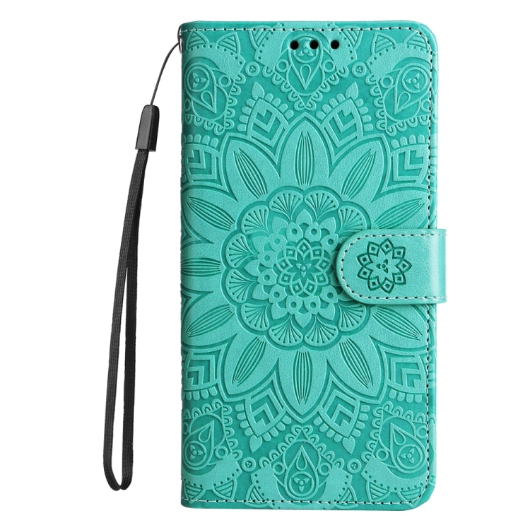 For iPhone 16 Pro Embossed Sunflower Leather Phone Case(Green) - iPhone 16 Pro Cases by PMC Jewellery | Online Shopping South Africa | PMC Jewellery | Buy Now Pay Later Mobicred