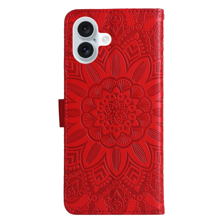 For iPhone 16 Plus Embossed Sunflower Leather Phone Case(Red) - iPhone 16 Plus Cases by PMC Jewellery | Online Shopping South Africa | PMC Jewellery | Buy Now Pay Later Mobicred