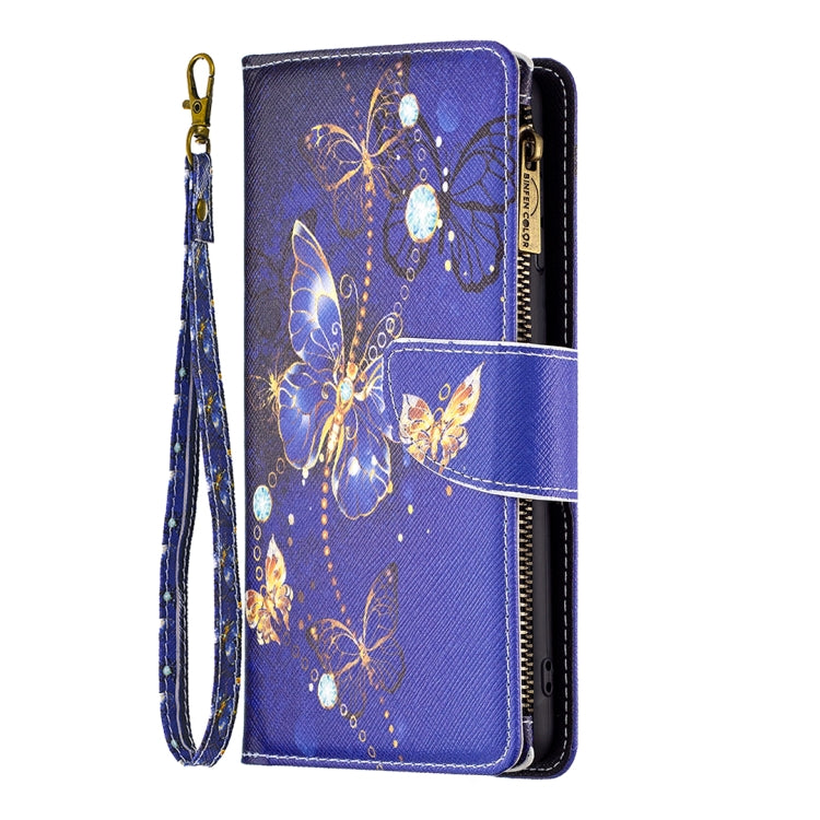 For iPhone 16 Pro Max Colored Drawing Pattern Zipper Phone Leather Case(Purple Butterfly) - iPhone 16 Pro Max Cases by PMC Jewellery | Online Shopping South Africa | PMC Jewellery | Buy Now Pay Later Mobicred