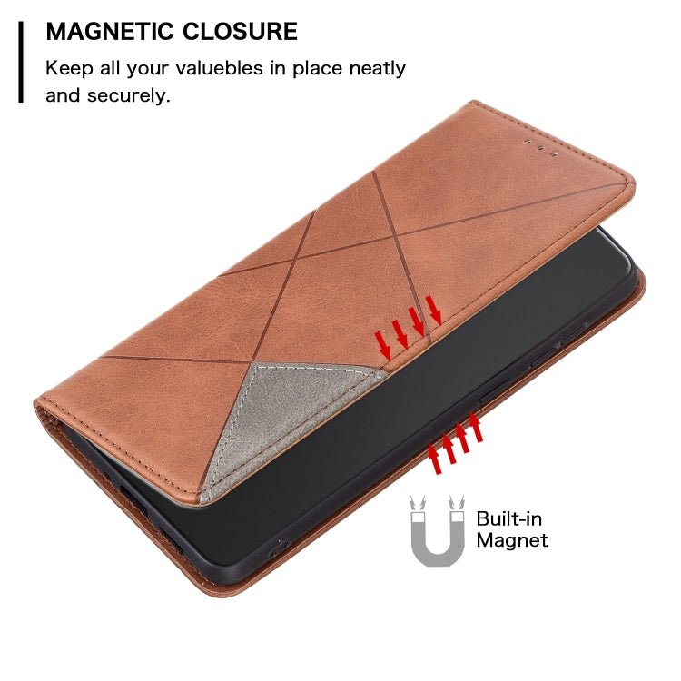 For iPhone 16 Pro Rhombus Texture Magnetic Leather Phone Case(Brown) - iPhone 16 Pro Cases by PMC TechLife | Online Shopping South Africa | PMC TechLife | Buy Now Pay Later Mobicred